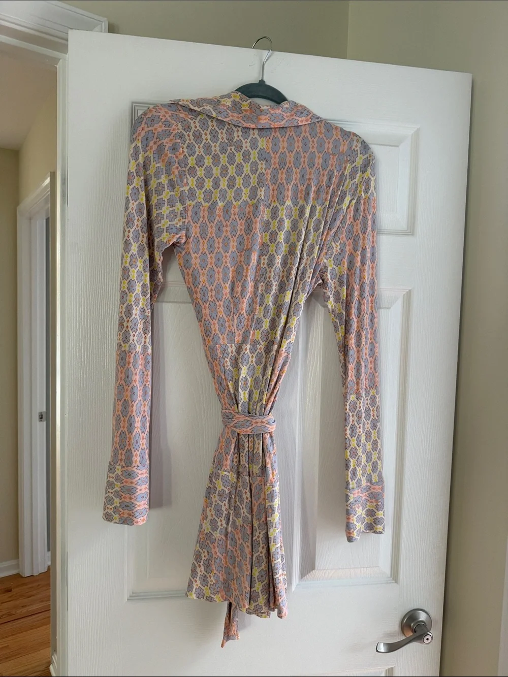 Women's Printed Long-Sleeve Wrap Dress Pastel Multi